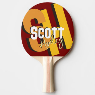 Raquette De Ping Pong Joueurs de tennis de table Nom Monogramme jaune gr
