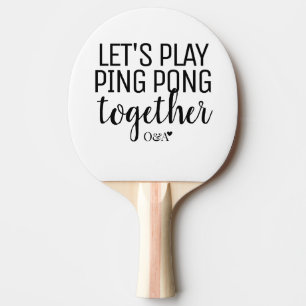 Raquette De Ping Pong Jouons au Ping Pong Texte noir monogramme de cou