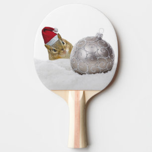 Raquette De Ping Pong Jours de Noël d'argent et de neige à Chipmunk
