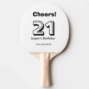 Raquette De Ping Pong Joyeux 21e anniversaire en lettres grasses nom gar
