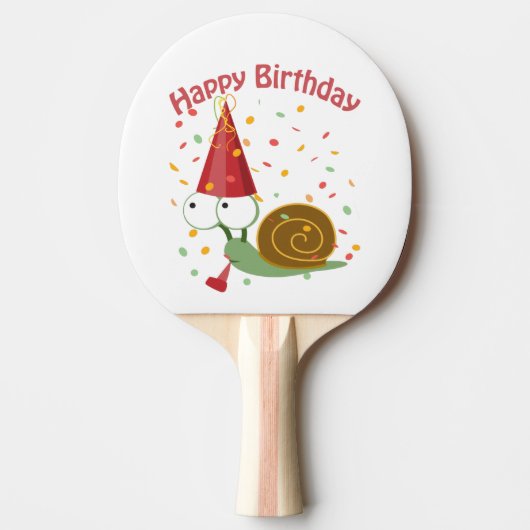 Raquette De Ping Pong Joyeux anniversaire ! Escargot Confetti (Devant)