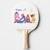 Raquette De Ping Pong Joyeux Anniversaire - Fête des ours de bébé Fun (Dos)