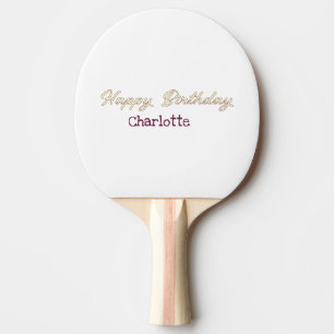 Raquette De Ping Pong joyeux anniversaire jaune marron pastel moderne te