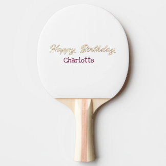 Raquette De Ping Pong joyeux anniversaire jaune marron pastel moderne te