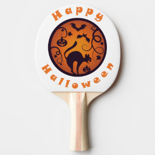Raquette De Ping Pong Joyeux Halloween lanterne chat noir araignées et c