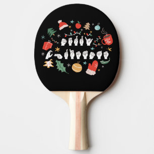 Raquette De Ping Pong Joyeux Noël - Langue des Signes Américaine III