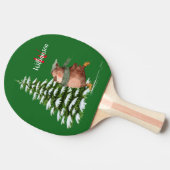 Raquette De Ping Pong Joyeux Noël Monogramme Nom Ours d'arbre  (Côté)