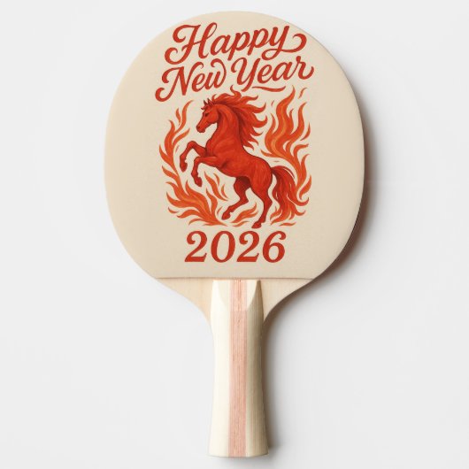Raquette De Ping Pong Joyeux Nouvel An 2026 Cheval Fiery (Devant)