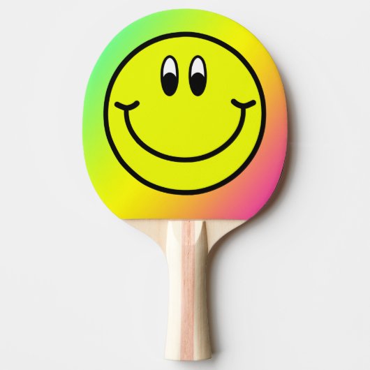 Raquette De Ping Pong Joyeux visage souriant Emoji Rainbow Ping Paddle (Devant)