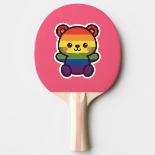 Raquette De Ping Pong Kawaii Rainbow Teddy - Un joli jeu LGBTQ+ Pride
