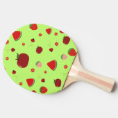 Raquette De Ping Pong Kawaii Red Fruits Pattern in Lime Green (Côté)