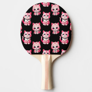 Raquette De Ping Pong Kawaii Rose Kitty Cats Design