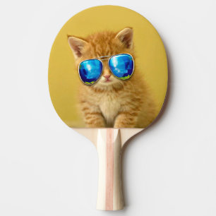 Raquette De Ping Pong Kitten cool en lunettes de soleil