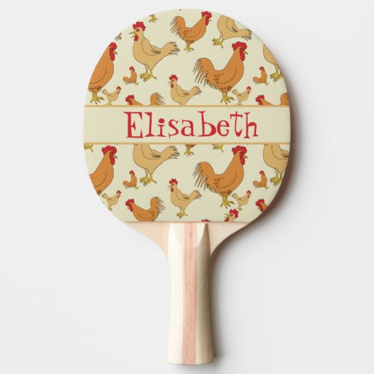 Raquette De Ping Pong La conception Brown de poulet personnalisent (Devant)