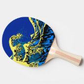 Raquette De Ping Pong La grande vague de Hokusai dans le style bleu (Côté)