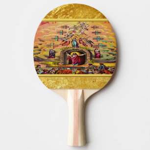 Raquette De Ping Pong La Porte du Ciel avec une texture de feuille d'or