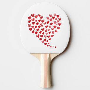 Raquette De Ping Pong La Saint-Valentin aux cœurs rouges
