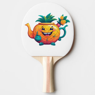 Raquette De Ping Pong La théière joyeuse et prospère de l'ananas