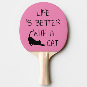 Raquette De Ping Pong La vie est meilleure avec un chat - Amoureux des c
