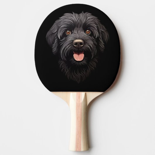 Raquette De Ping Pong Labradoodle Chien Noir (Devant)
