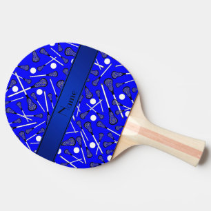 Raquette De Ping Pong Lacrosse bleue nommée personnalisée