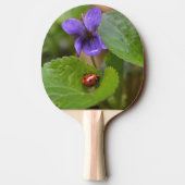 Raquette De Ping Pong Ladybug sur les fleurs de violet doux (Dos)