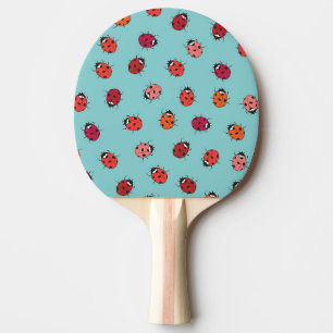 Raquette De Ping Pong Ladybugs, arrière - plan bleu, charmant patte sans