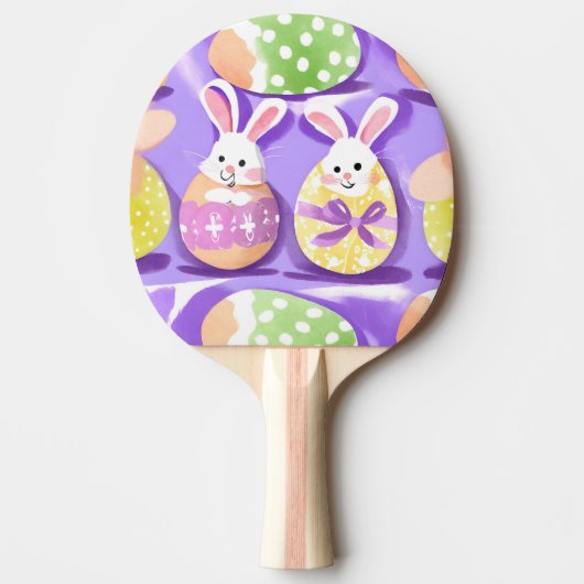Raquette De Ping Pong lapin avec oeufs de pâques (Devant)