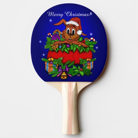 Raquette De Ping Pong Lapin de Noël (Dos)
