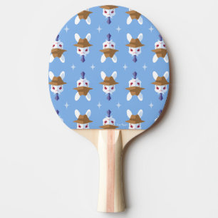 Raquette De Ping Pong Lapin pimpant de blanc de Kawaii
