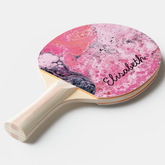 Raquette De Ping Pong L'art abstrait avec la peinture acrylique versent (Devant Angle)