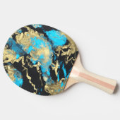 Raquette De Ping Pong L'art Abstrait Turquoise et Or (Côté)
