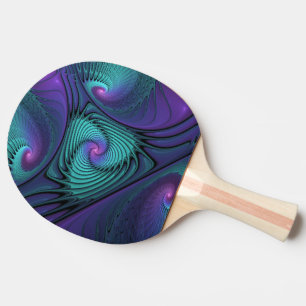 Raquette De Ping Pong L'art fractal abstrait moderne rencontre le turquo