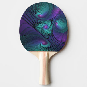 Raquette De Ping Pong L'art fractal abstrait moderne violet rencontre le