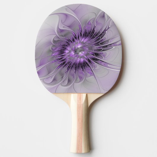 Raquette De Ping Pong Lavande Fleur Dream Moderne Abstrait Fractal Art (Devant)