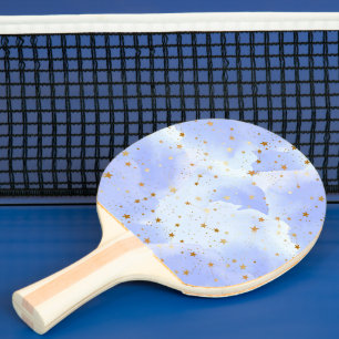 Raquette De Ping Pong Lavendar Golden Star Motif