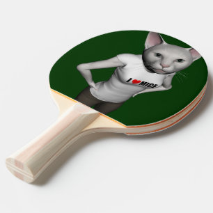 Raquette De Ping Pong Le chat siamois blanc drôle aime des souris
