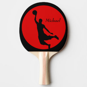 Raquette De Ping Pong Le claquement noir rouge de basket-ball trempent