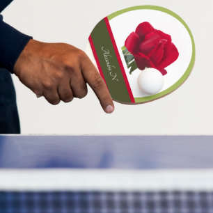 Raquette De Ping Pong  Le joueur élégant : Peinture de rose rouge