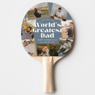 Raquette De Ping Pong Le plus grand papa du monde bleu 7 Collage de phot