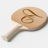 Raquette De Ping Pong Leather Background Tan Table Tennis Custom Name  (Devant Angle)