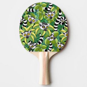 Raquette De Ping Pong Lémuriens de Madagascar dans une jungle exotique
