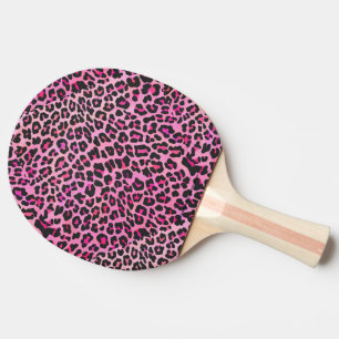 Raquette De Ping Pong Léopard noir et rose chaud
