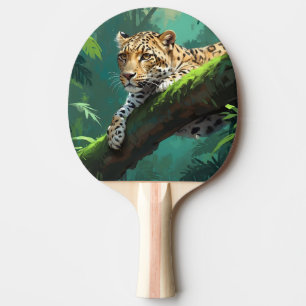 Raquette De Ping Pong Leopard réaliste dans l'art animal de la jungle