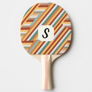 Raquette De Ping Pong Les années 70 géométrique Monogramme Retro personn