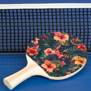 Raquette De Ping Pong Les Fleurs D'Hibiscus, Un Modèle Floral Tropical