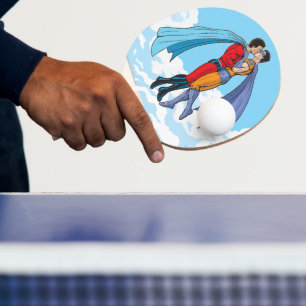 Raquette De Ping Pong Les personnages s'embrassant de deux super-héros d