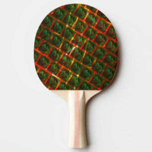 Raquette De Ping Pong 'Les yeux encadrés verts', rayures ou grille rouge