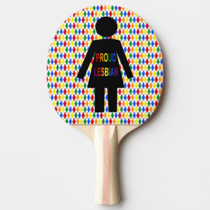 Raquette De Ping Pong Lesbienne LGBTQ Silhouette et Rainbow Ladies