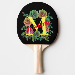 RAQUETTE DE PING PONG LETTRE FLORAL MOMMY PERSONNALISÉE